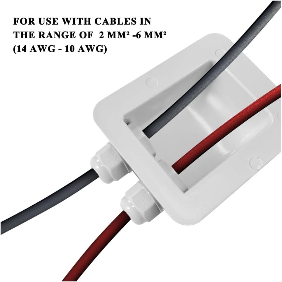 ABS Solar Cable Entry Gland White Weatherproof RV Boat Marine Panel Mount 2-6mm²