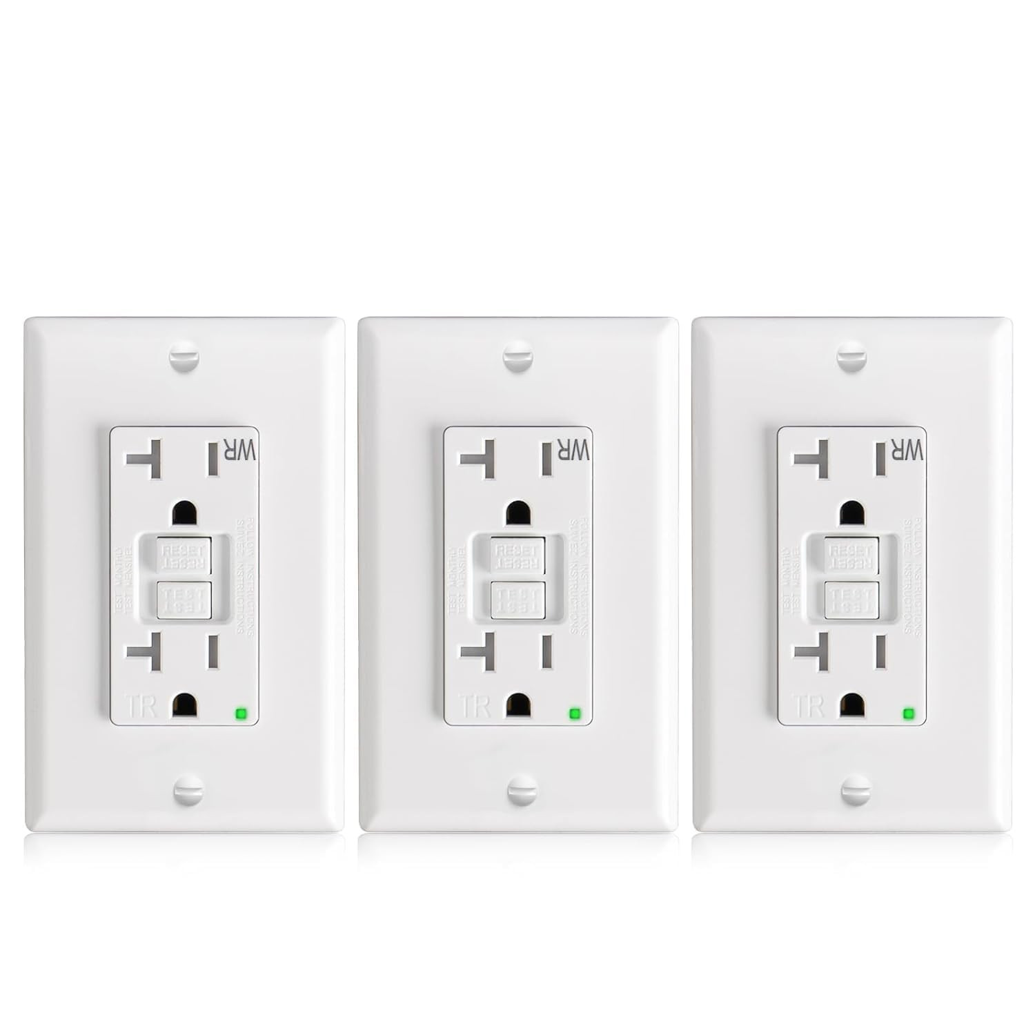 GFCI Outlet 20 Amp with Thinner Design 12 Pack, Weather Resistant (WR), Self-Tes