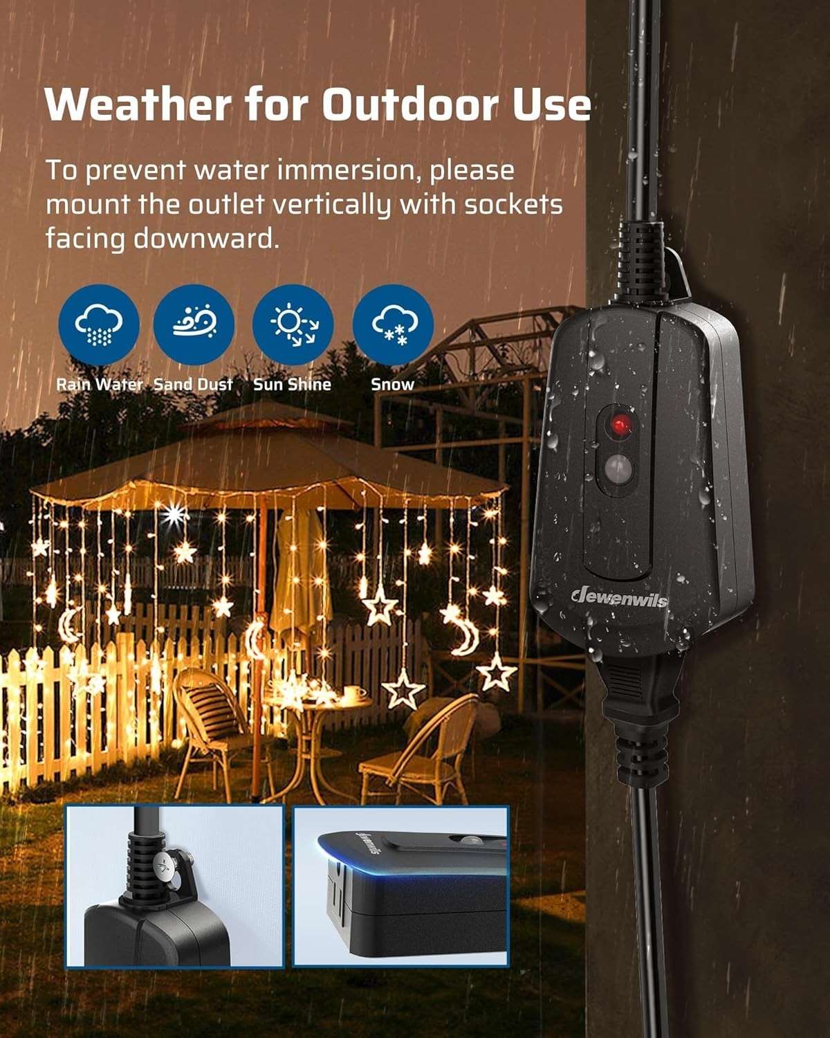 Outdoor Wireless Remote Control Outlet, 15 amp Heavy Duty Weatherproof Remote…