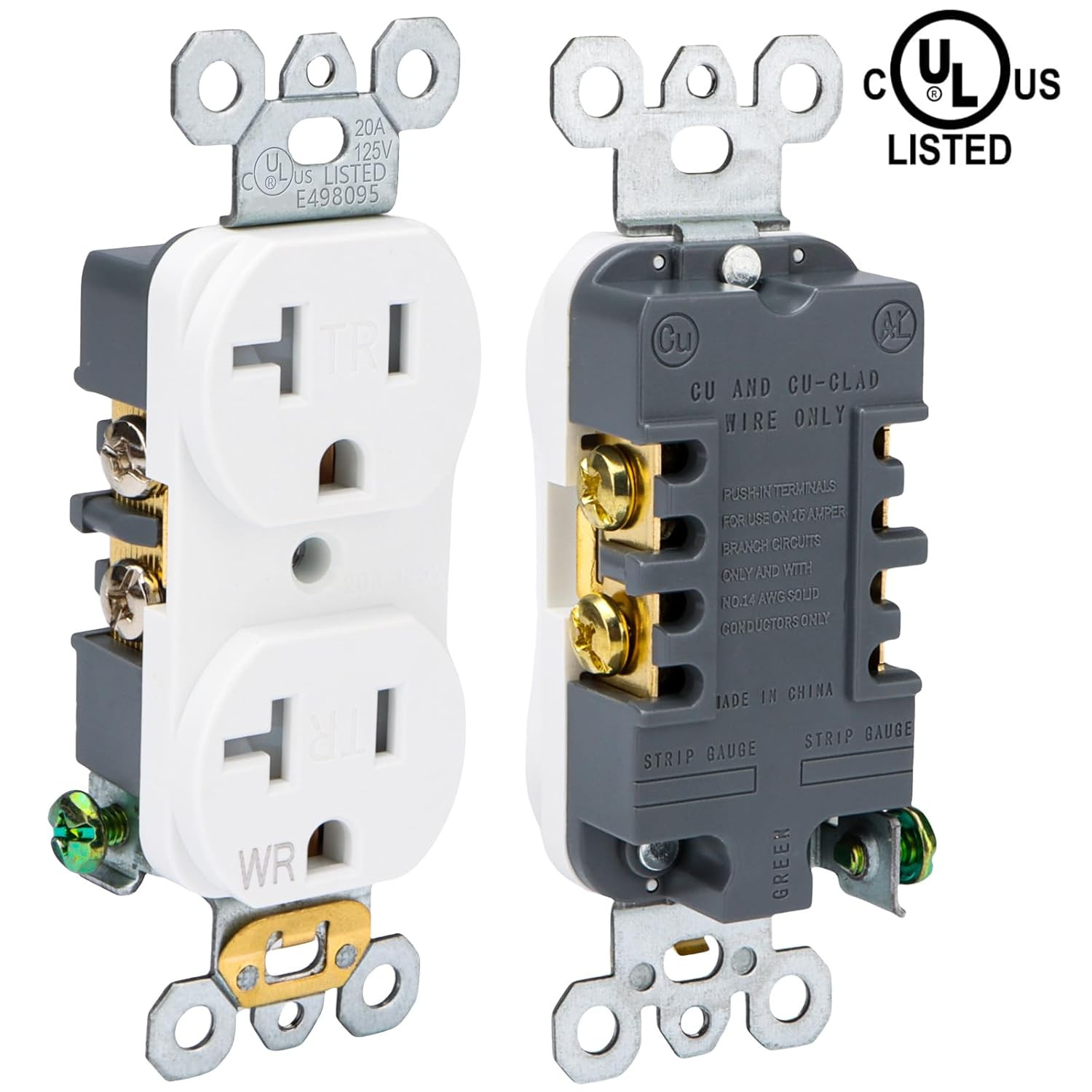 10 Pack Duplex Receptacle Outlet, 20Amp 125V TR & WR Wall Outlet, 2 Pole 3 Wires