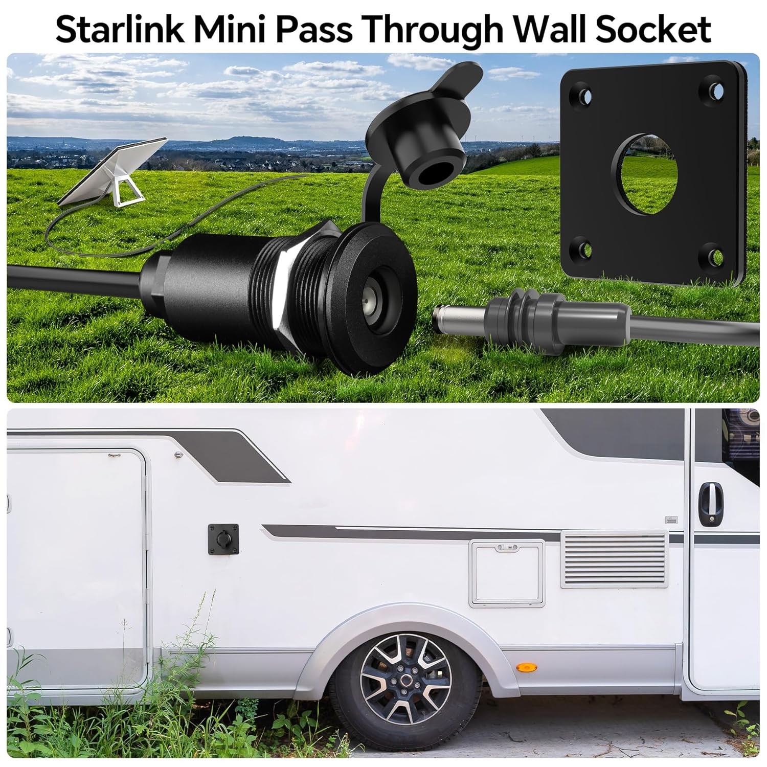 Waterproof Socket Passthrough for Starlink Mini, Aluminum DC 5.5 x 2.1 Female