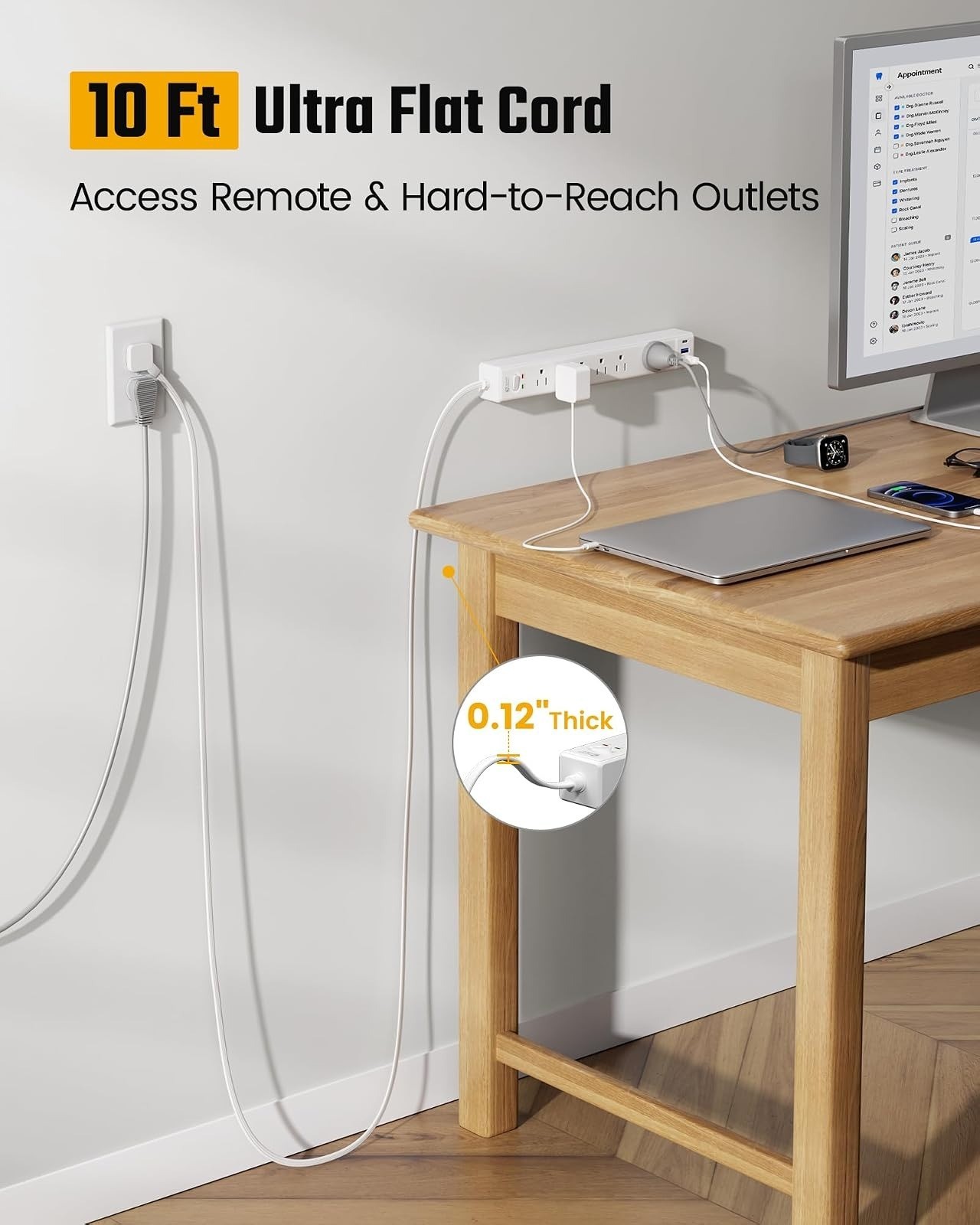 SUPERDANNY 10Ft Surge Protector Power Strip with 6 Outlets & 3 USB Ports