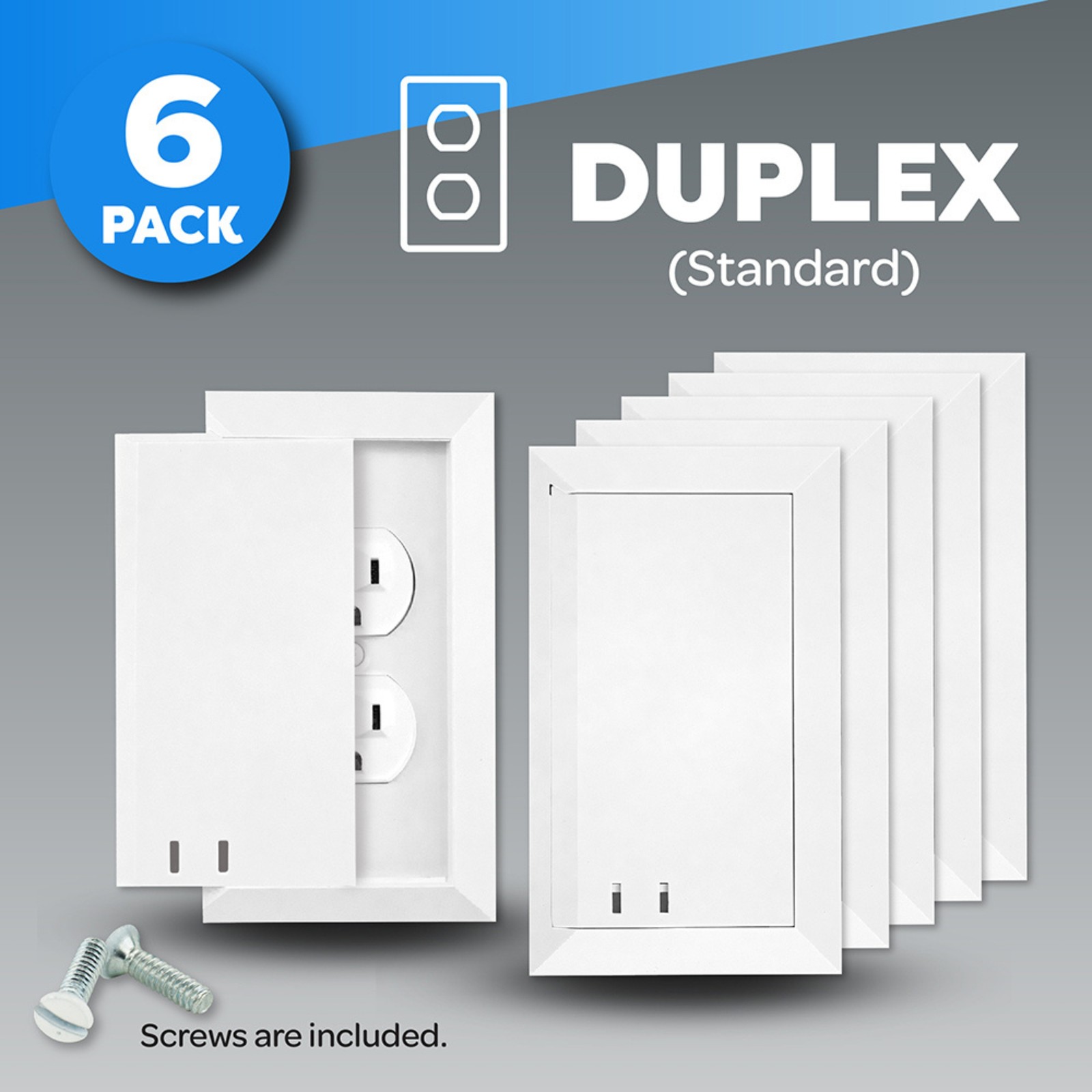 Child Resistant Duplex Outlet Cover White Sliding Safety Design 6 Pack