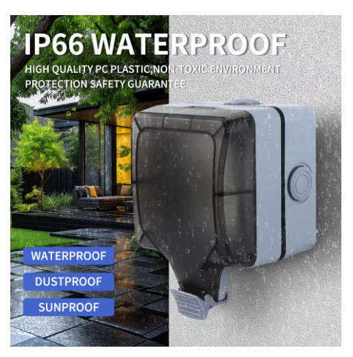 GTRIC IP66 Waterproof Outdoor Electrical Socket w/ Switch 250V AC