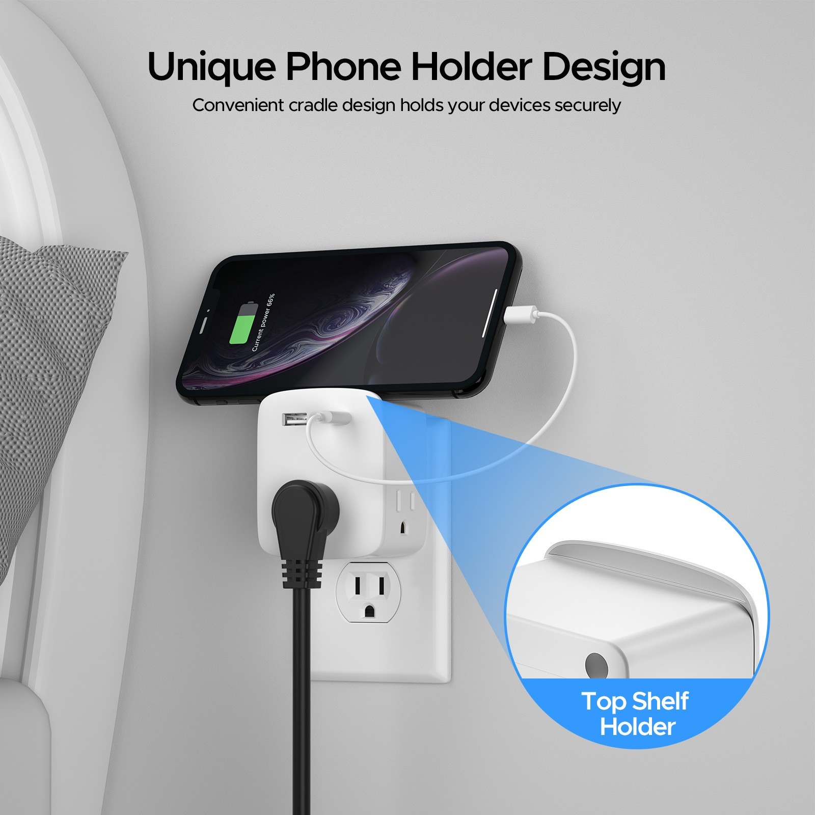 3-Outlet Grounded Wall Plug with USB Extension Adapter,Essential for Cruises
