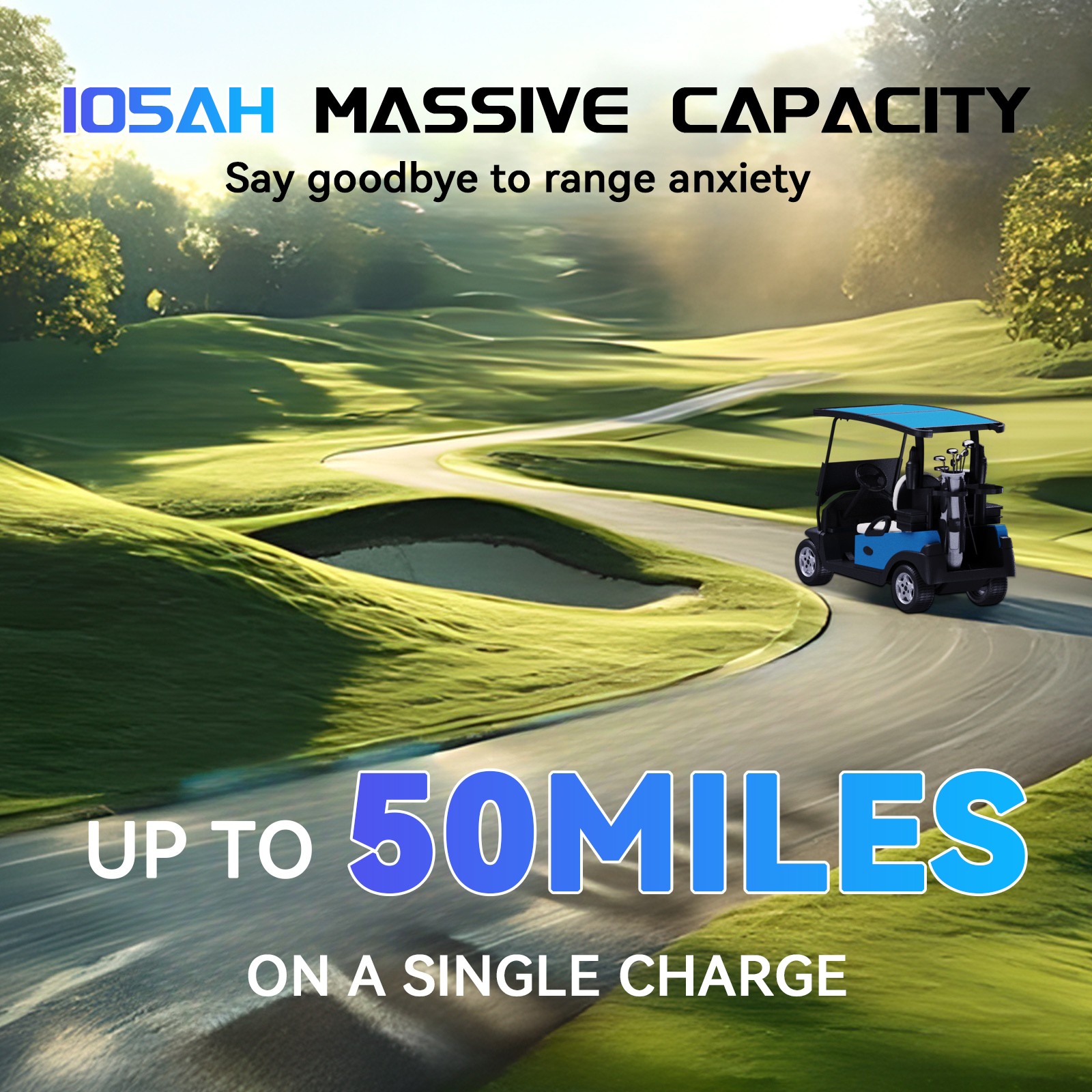 36V 105Ah Golf Cart LiFePO4 Lithium Battery 200A BMS A+Cells with 20A Charger