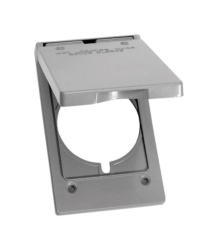 Sigma Electric 14244 Metal Gray 1-Gang Rectangle Receptacle Cover 4.57 H in.