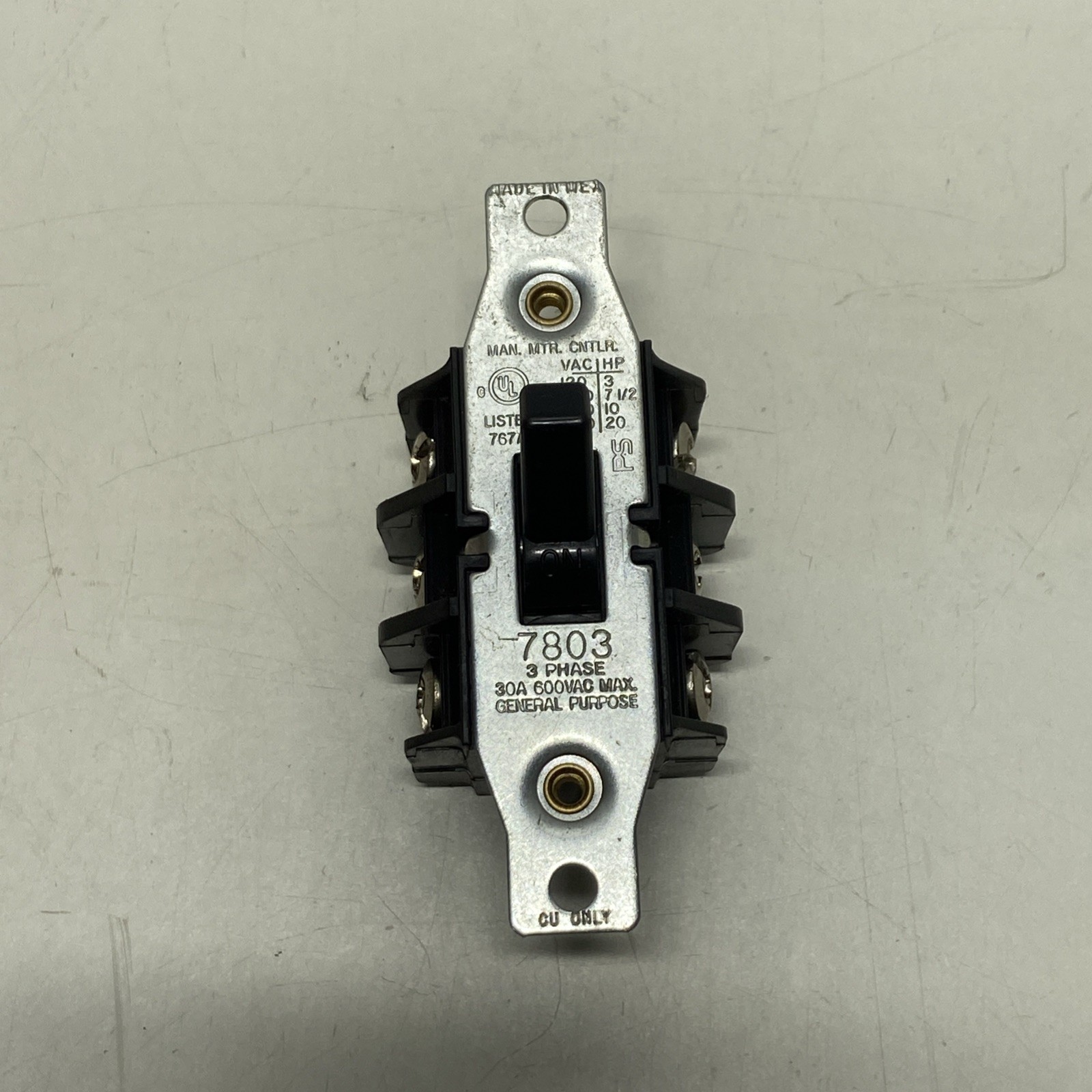 P&S 7803-MD Manual Motor Control 30A Switch Three Pole Three Phase 600V 20HP