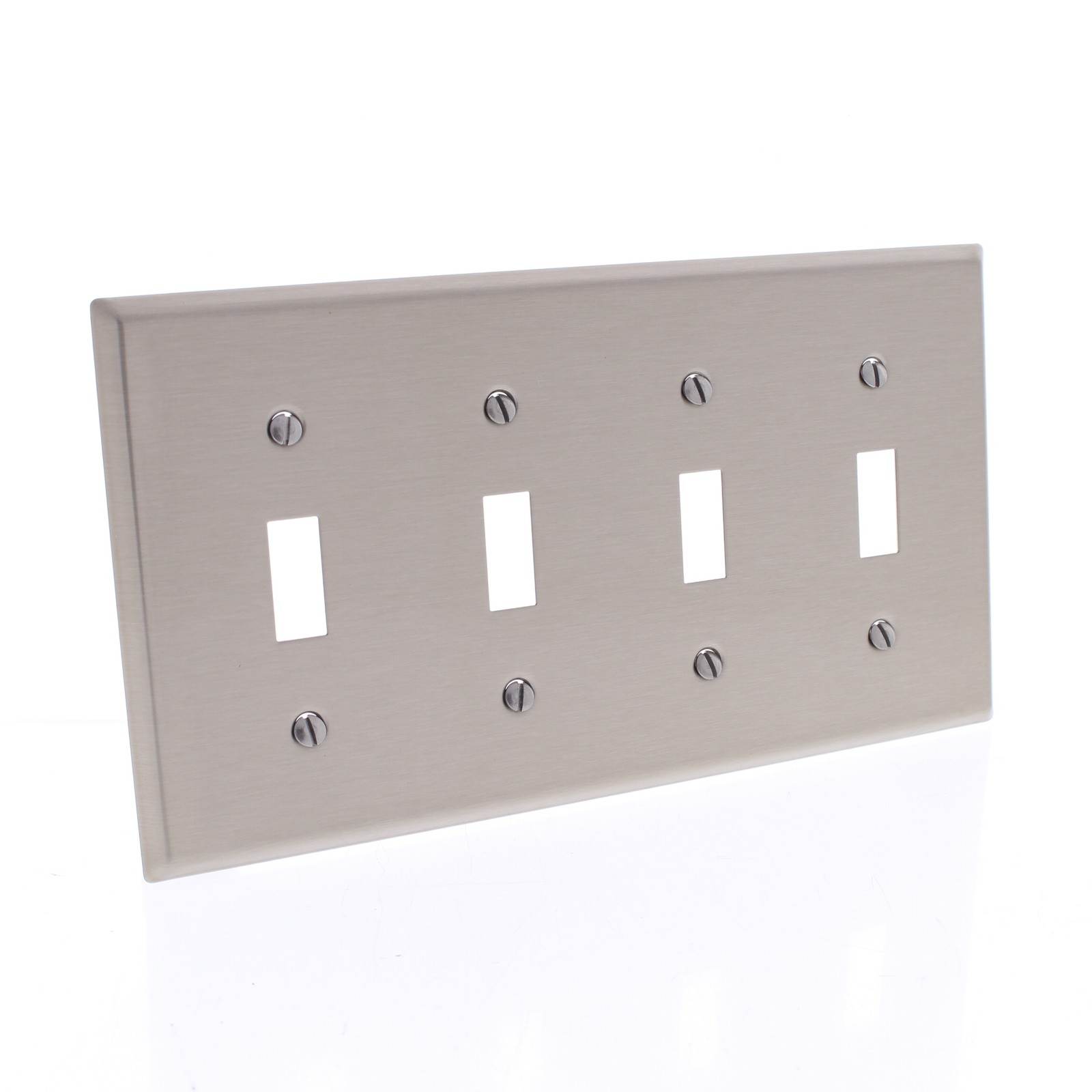 Cooper 93074AM Stainless Steel 4-Gang Toggle Switch Covers Antimicrobial 5-Pack