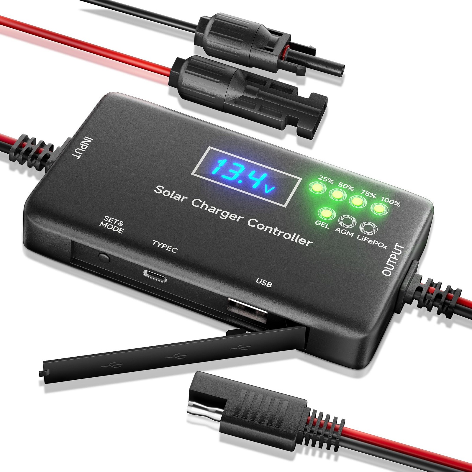 Solar Charge Controller 12V 20A, Solar Panel Charge Controller with Type-C an…
