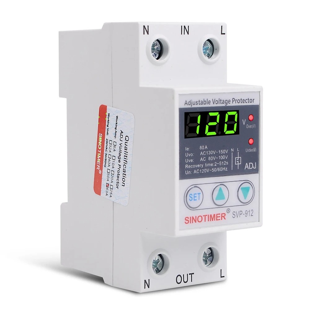 Surge Protector Relay 110V 120V 40A 63A 80A Over Under Voltage Auto Switch Tools