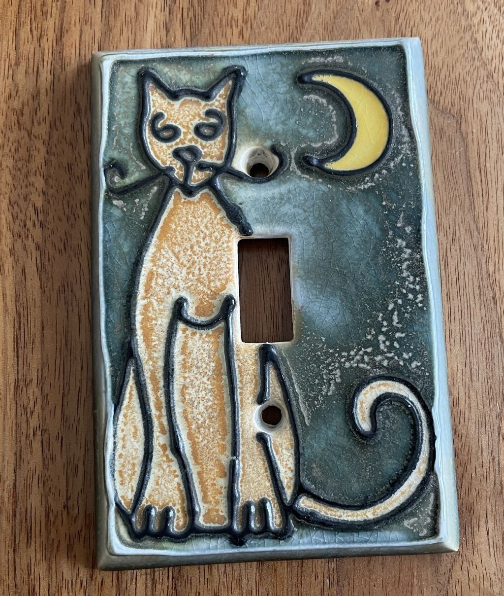 Cat Single Toggle Light Switch Cover Hand Painted porcelain