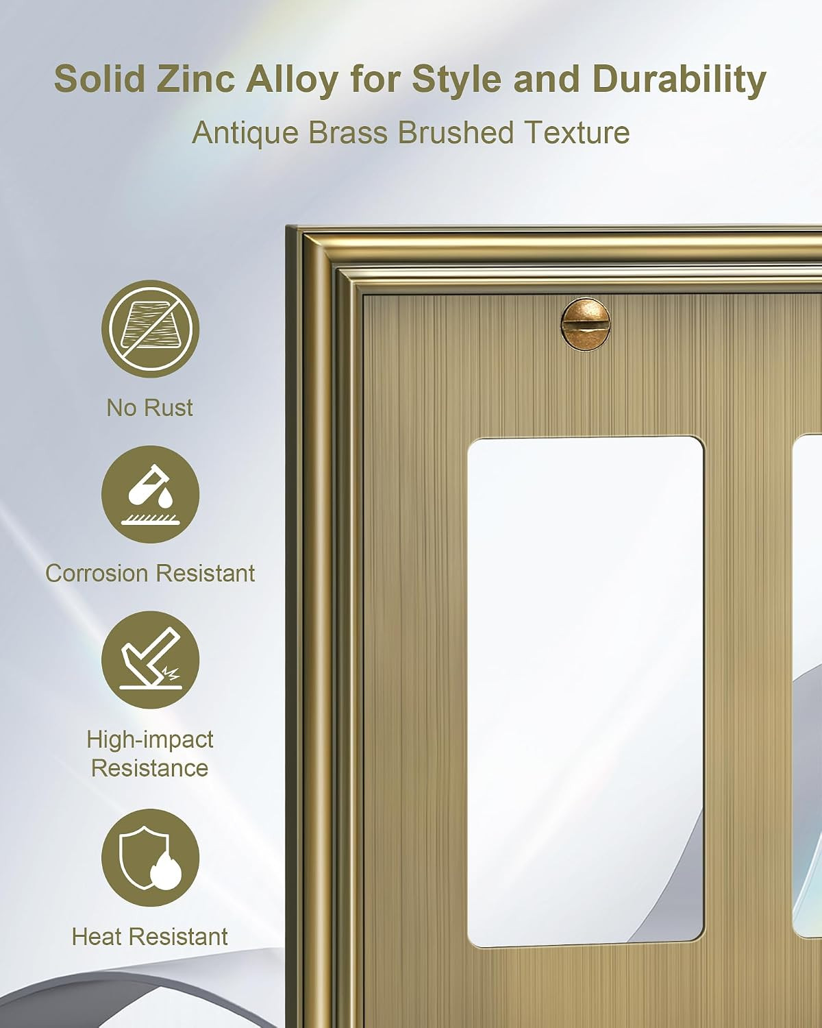 2-Pack Decorative Double Decorator Outlet Cover Plate, Durable Zinc Alloy