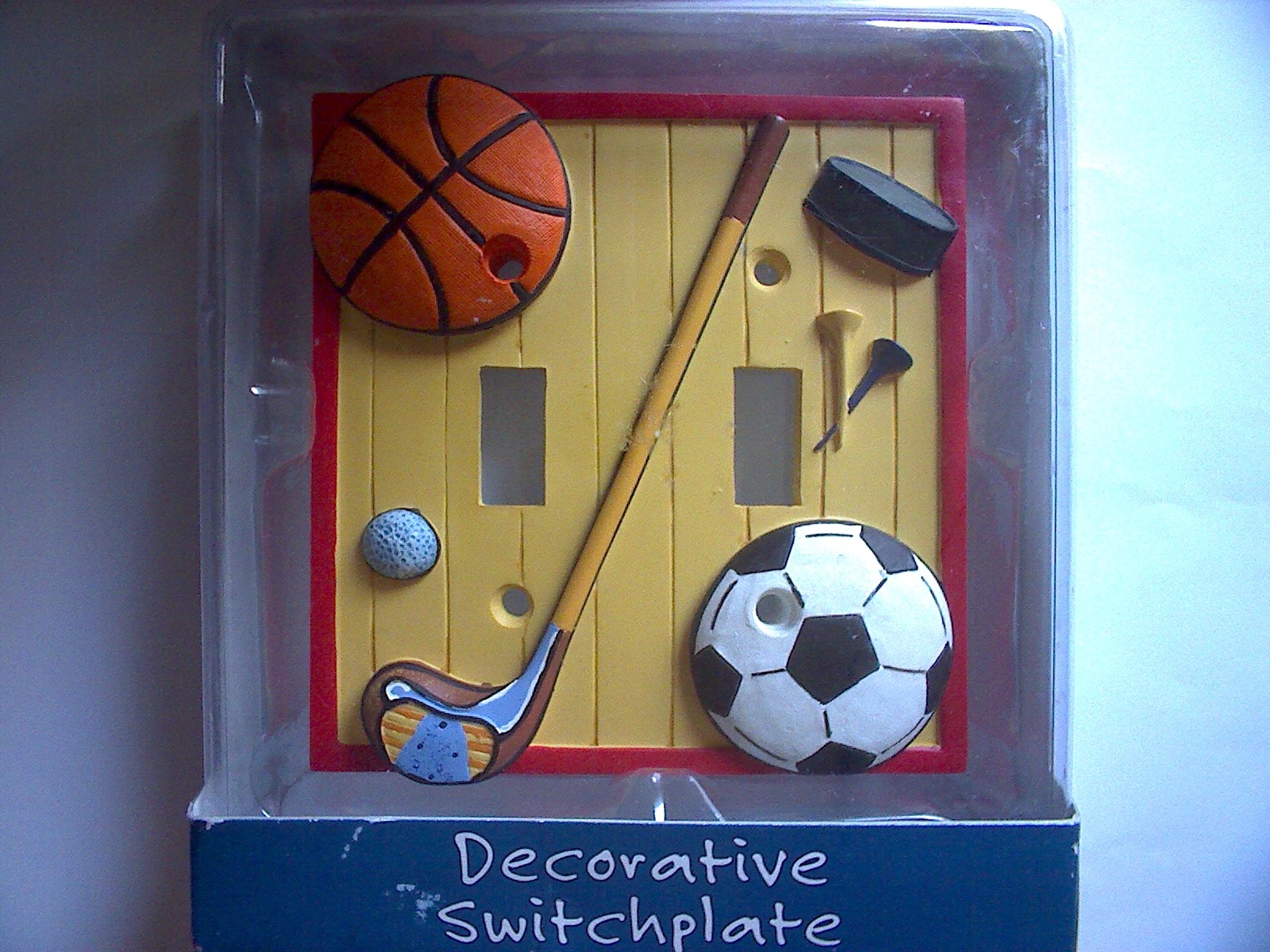 Borders Unlimited 3D Double Toggle Switch Wall Plate Cover Let’s Play Ball Ceram