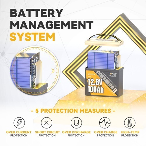 Power Queen 12V 24V 36V 50Ah 100Ah LiFePO4 Lithium Battery BMS For Marine RV lot