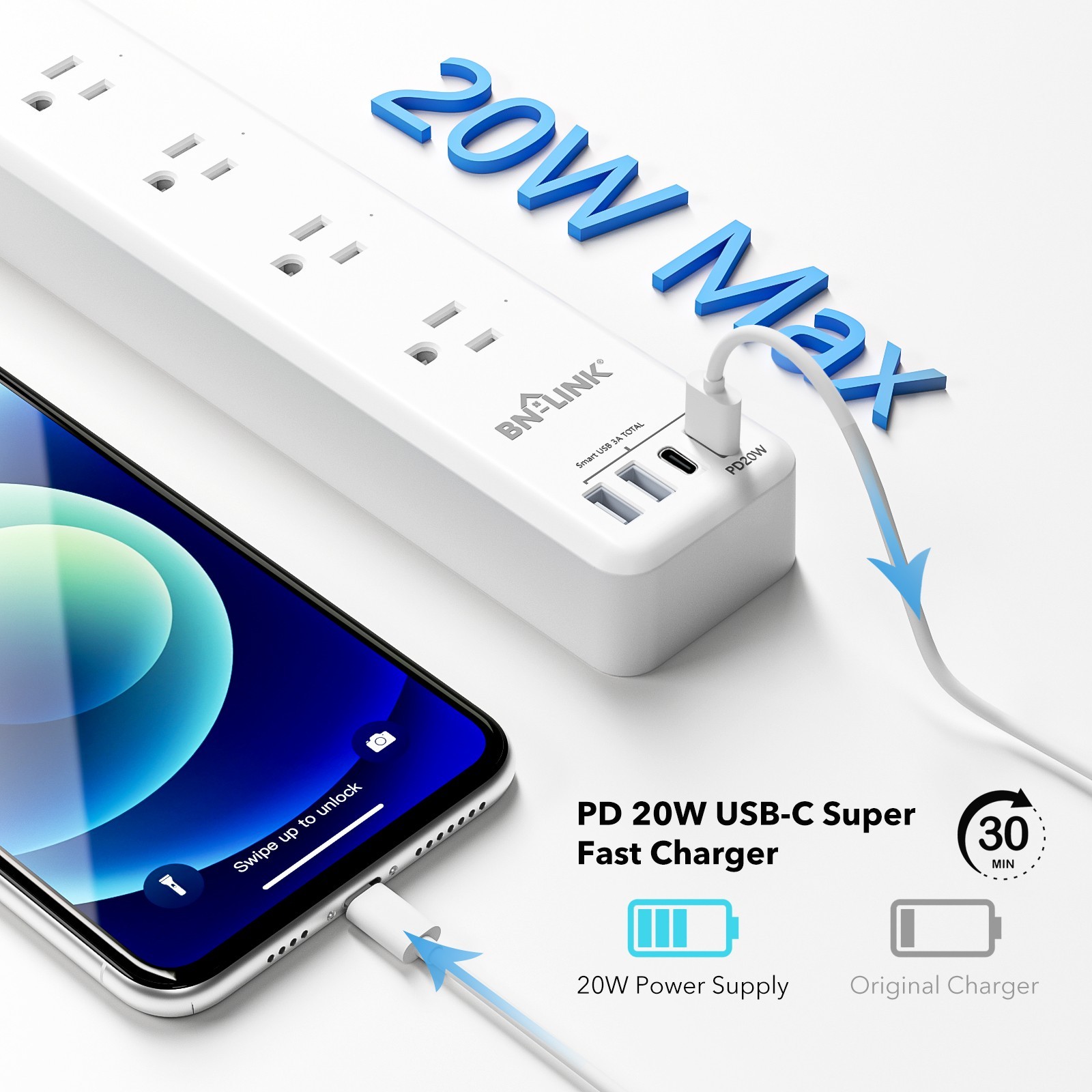 Smart Power Strip with 4 USB 6 Charging Port Multi Plug Extender Work W/ Google
