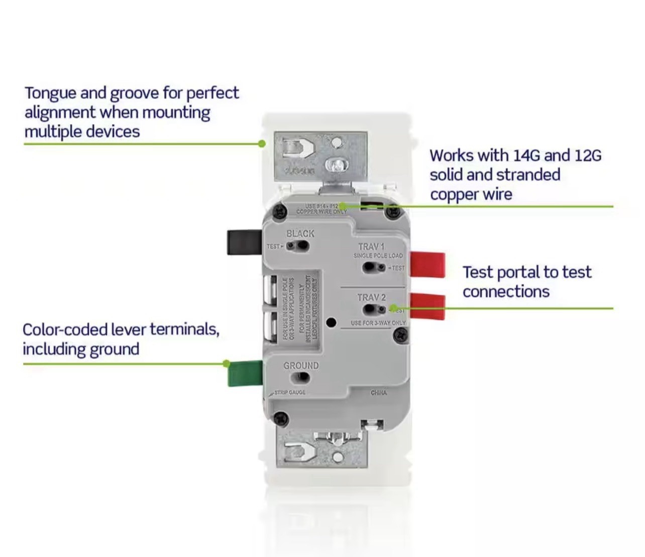 Leviton Decora Lever Edge Rocker Slide Dimmer Switch 150w Single Pole or 3-Way