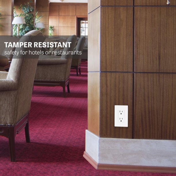 Outlet Decora Duplex Receptacle 15/20 Amp 125 Volt Tamper Resistant White 10pack