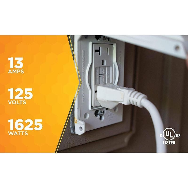 Outdoor Extension Cord Power Block 8ft Tangle Free Heavy Duty Weather Resistant