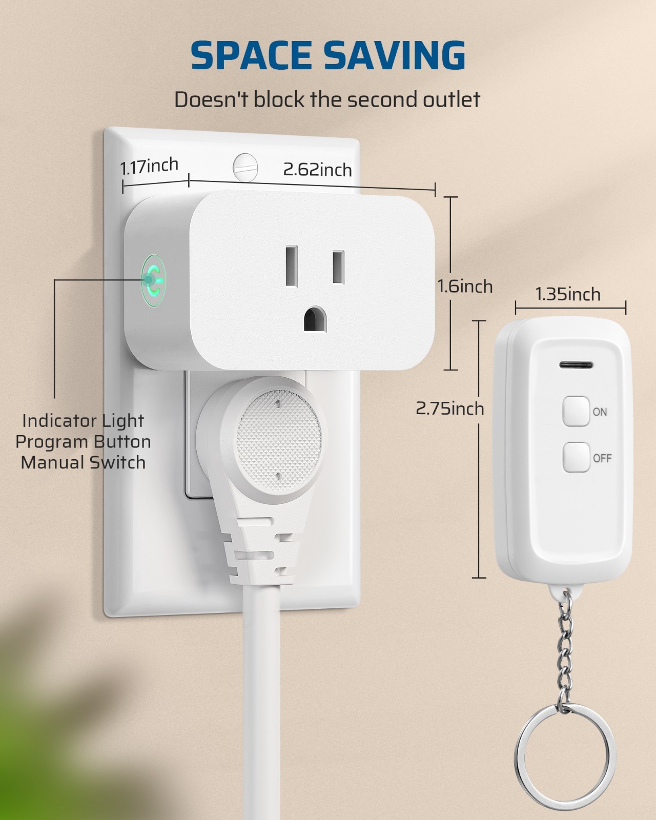DEWENWILS Remote Control Outlet, Wireless On Off Switch Plug, Indoor, White, AC