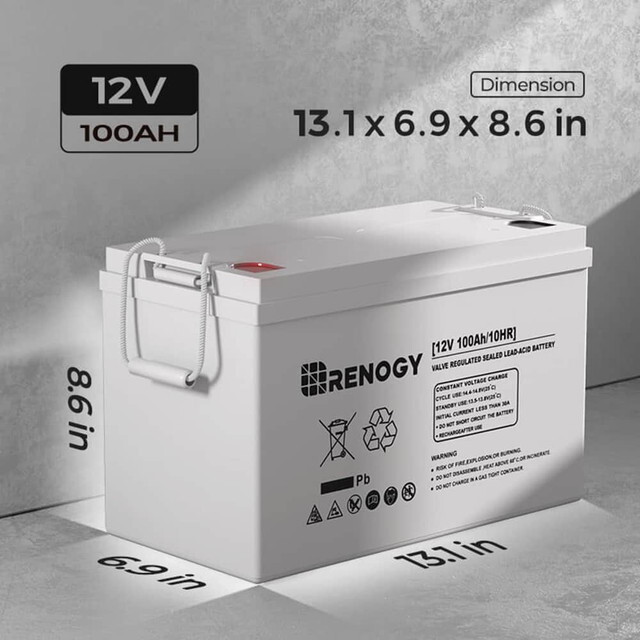 OPEN BOX Renogy 12V 100AH Deep Cycle AGM Battery Rechargable for RV Solar Marine
