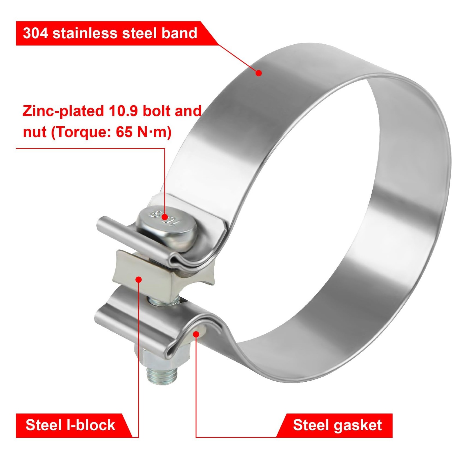 4 Inch Exhaust Clamp, 4″ Narrow Band Muffler Clamp, Stainless Steel, 2pcs