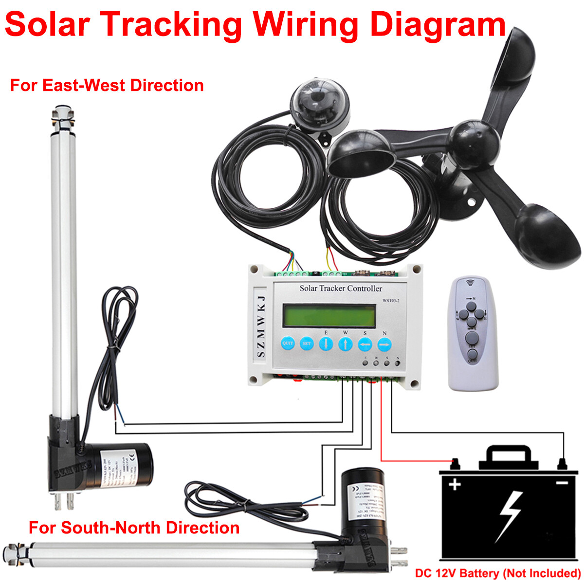 6000N Dual Axis LCD Solar Tracker -Solar Panel Auto Tracking Sunlight Track Kits