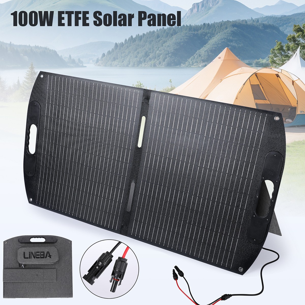Panel solar portátil plegable, cargador solar de 100W 200W IP65 para RV CAMPING