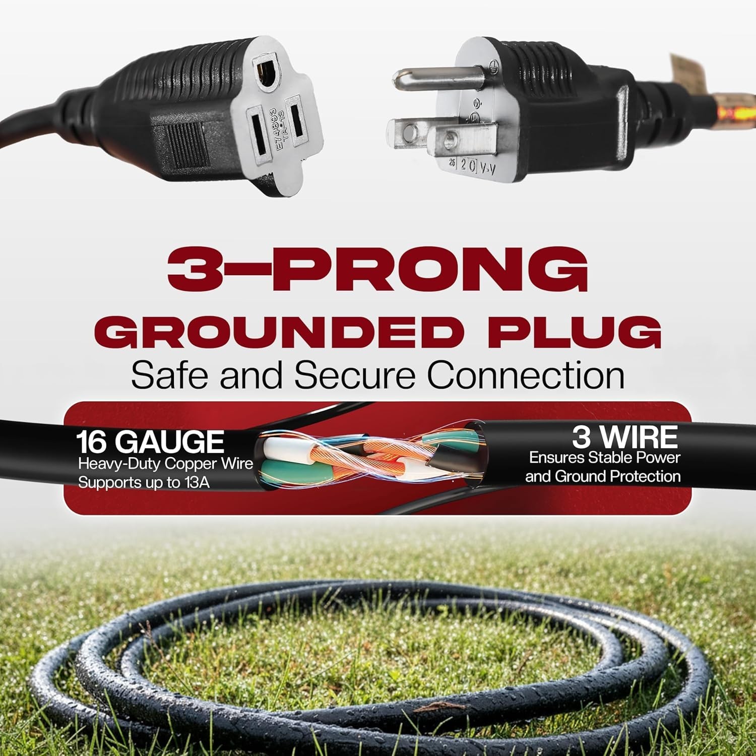 Versatile 6ft Heavy-Duty Extension Cord – Perfect for Home & Garden Power Needs
