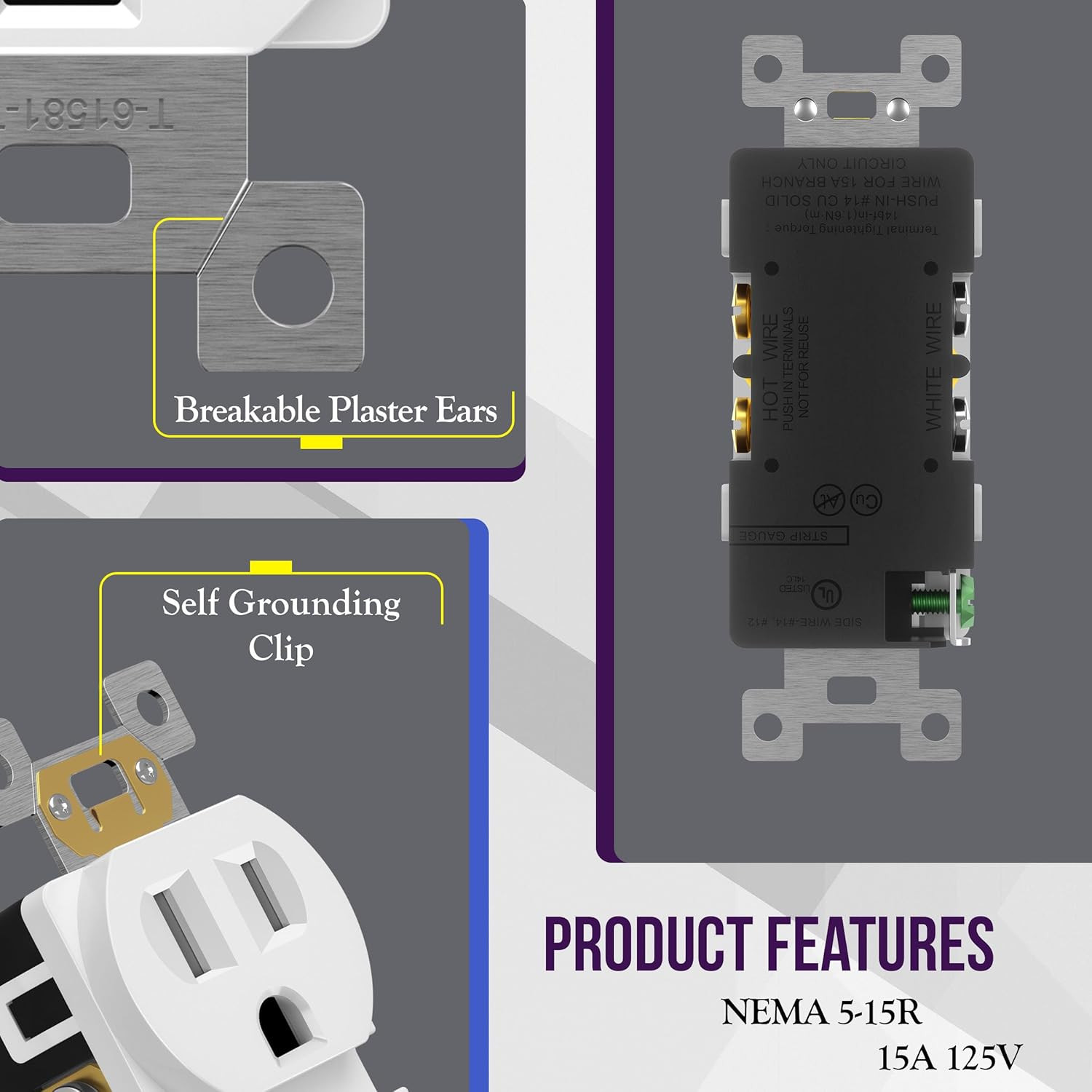 Duplex Receptacle Outlet, Tamper-Resistant Electrical Wall Outlets, Residential