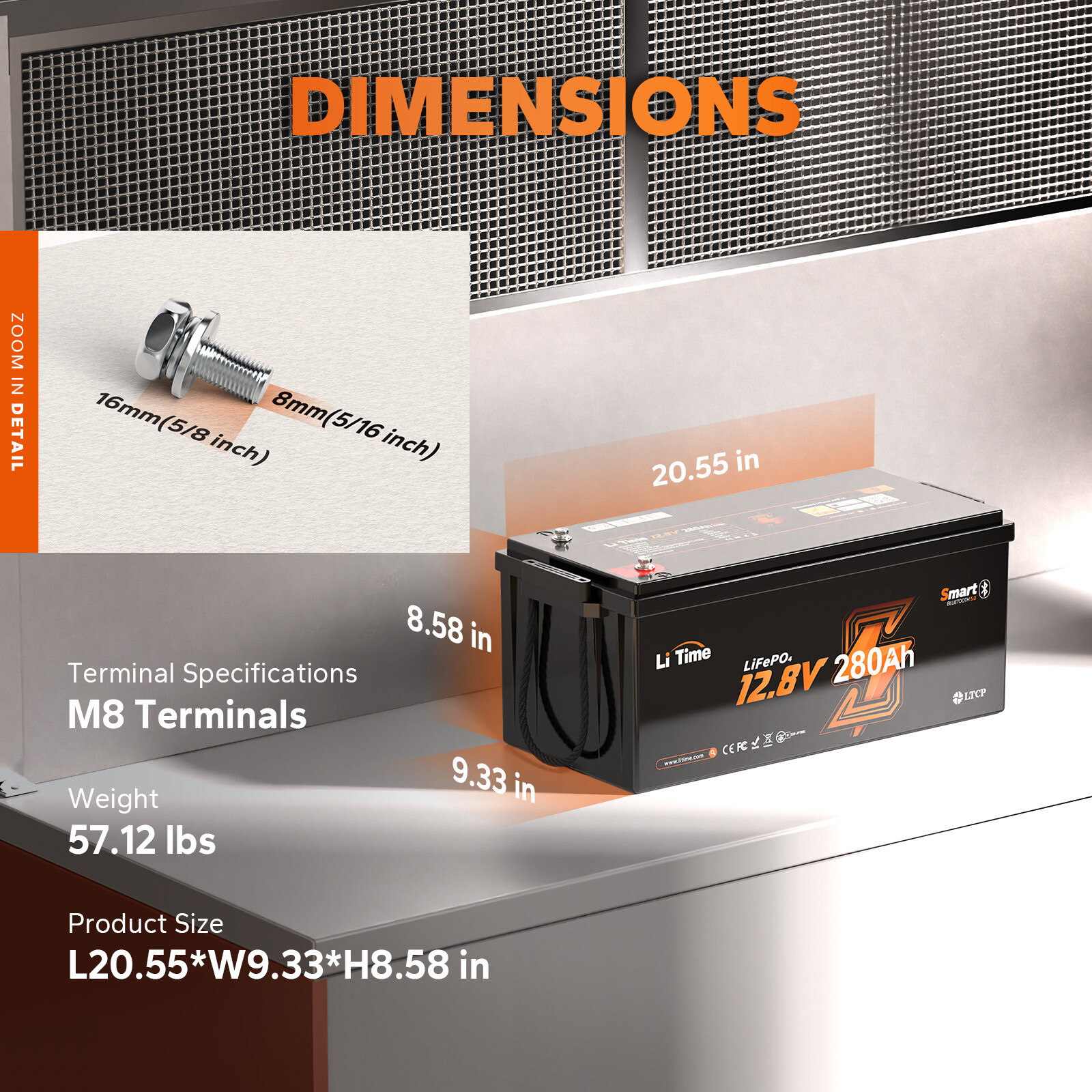 LiTime 12V 280Ah Smart Bluetooth LiFePO4 Battery 15000 Cycle For RV Solar Marine