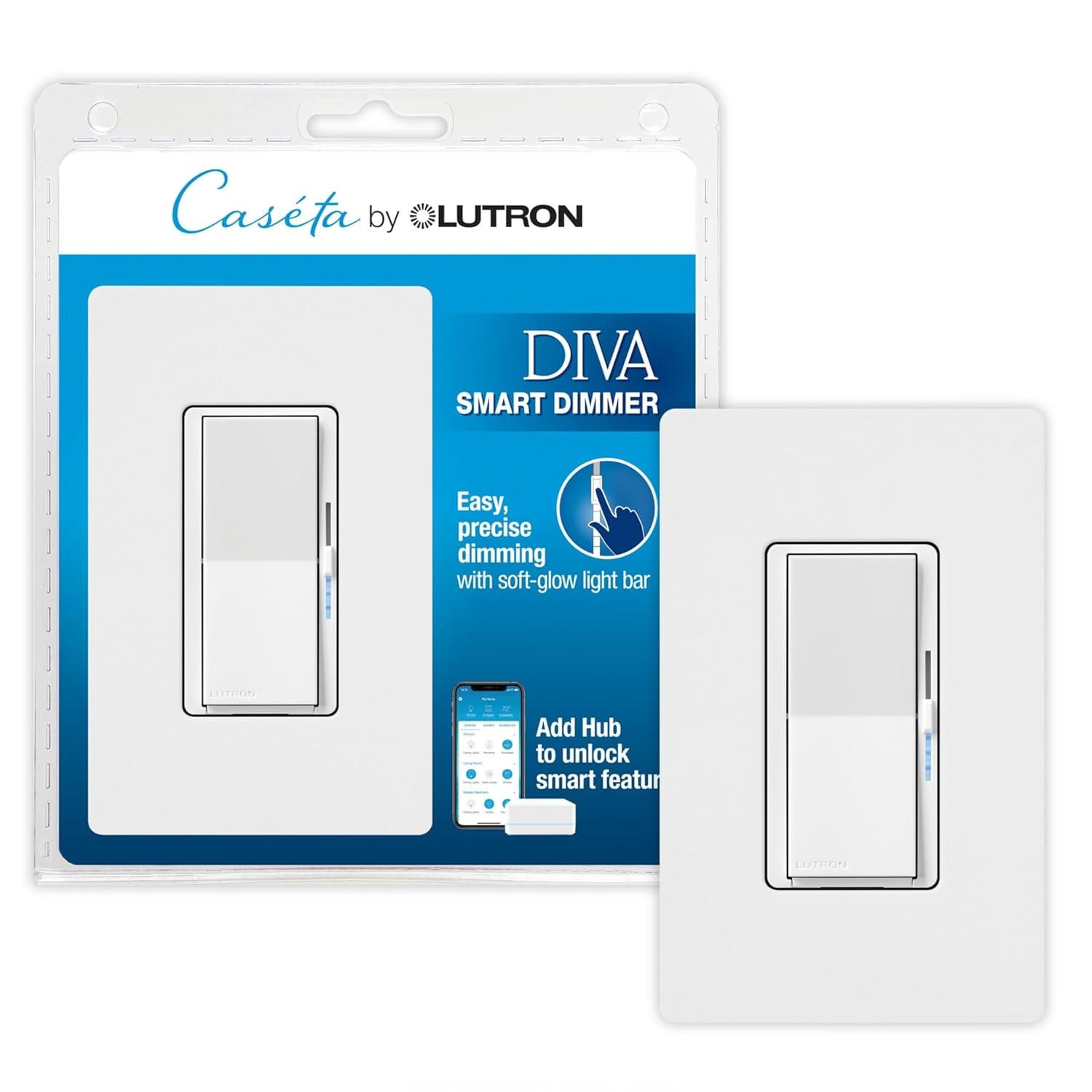 Lutron Diva Smart Dimmer Caseta White No Neutral Required