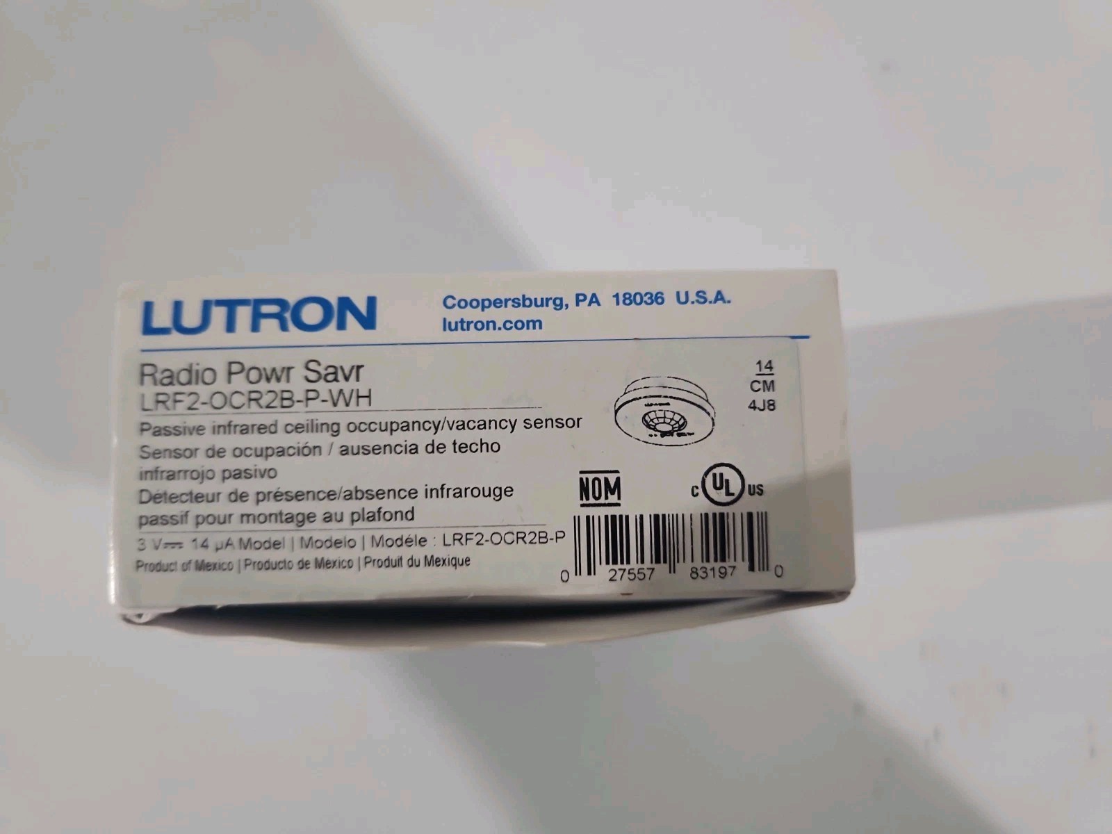 LUTRON LRF2-OCR2B-P-WH 120V Wireless Ceiling Sensor – White