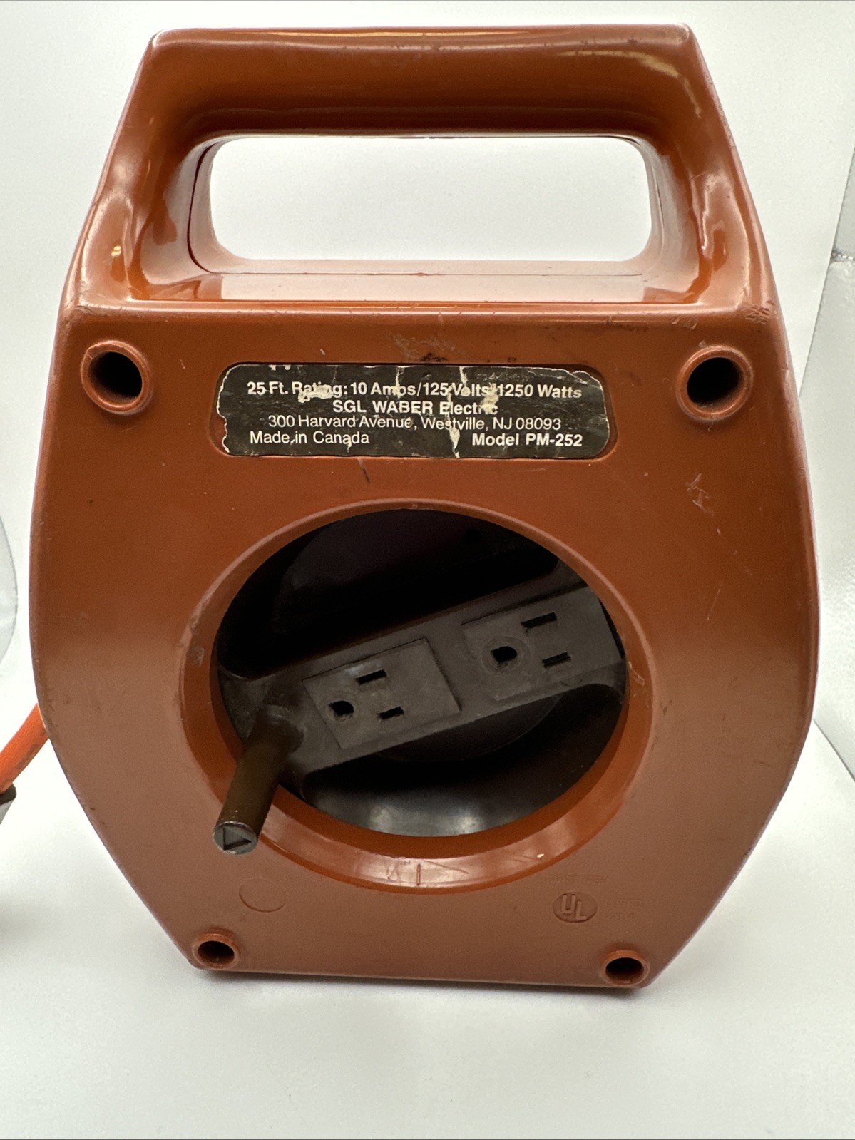 RARE* SGL Waber Power Master Cord Reel 25 Ft. 10 Amps 125 Volts 1250 Watt PM-252