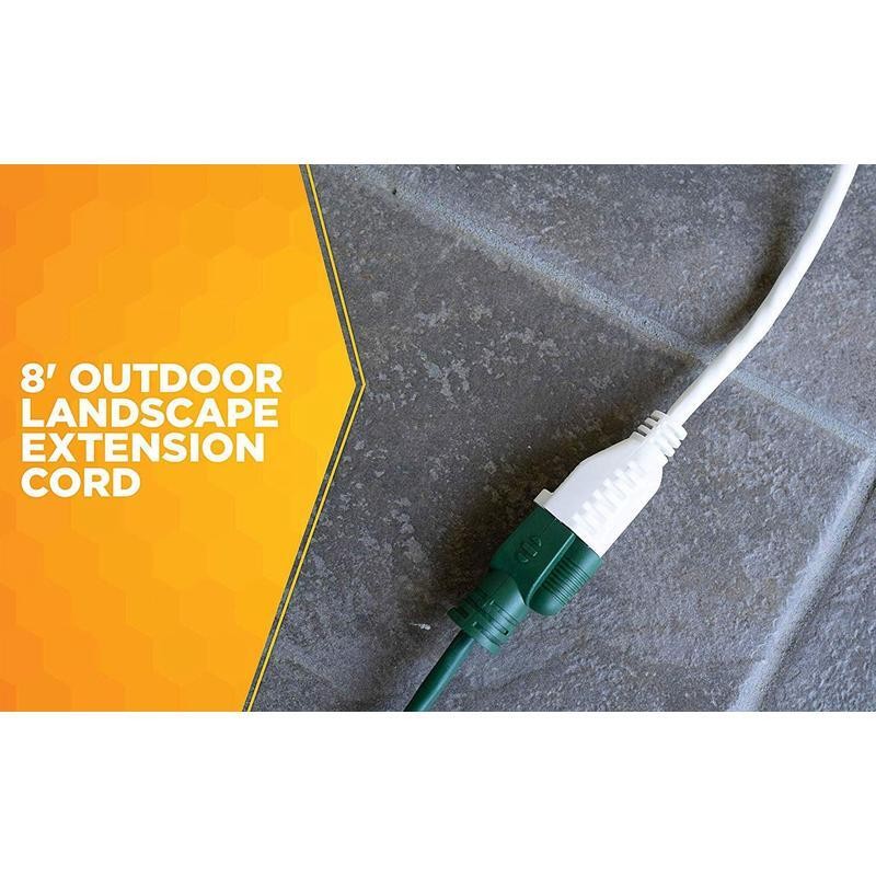Outdoor Extension Cord Power Block 8ft Tangle Free Heavy Duty Weather Resistant