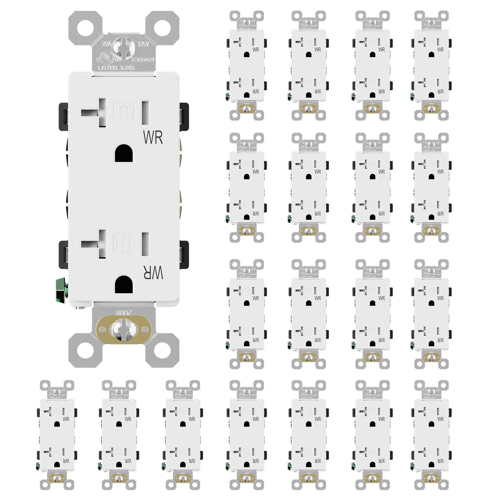 Glossy White Decorator Wall Receptacle Outlets, TR Tamper Resistant & WR Weat…