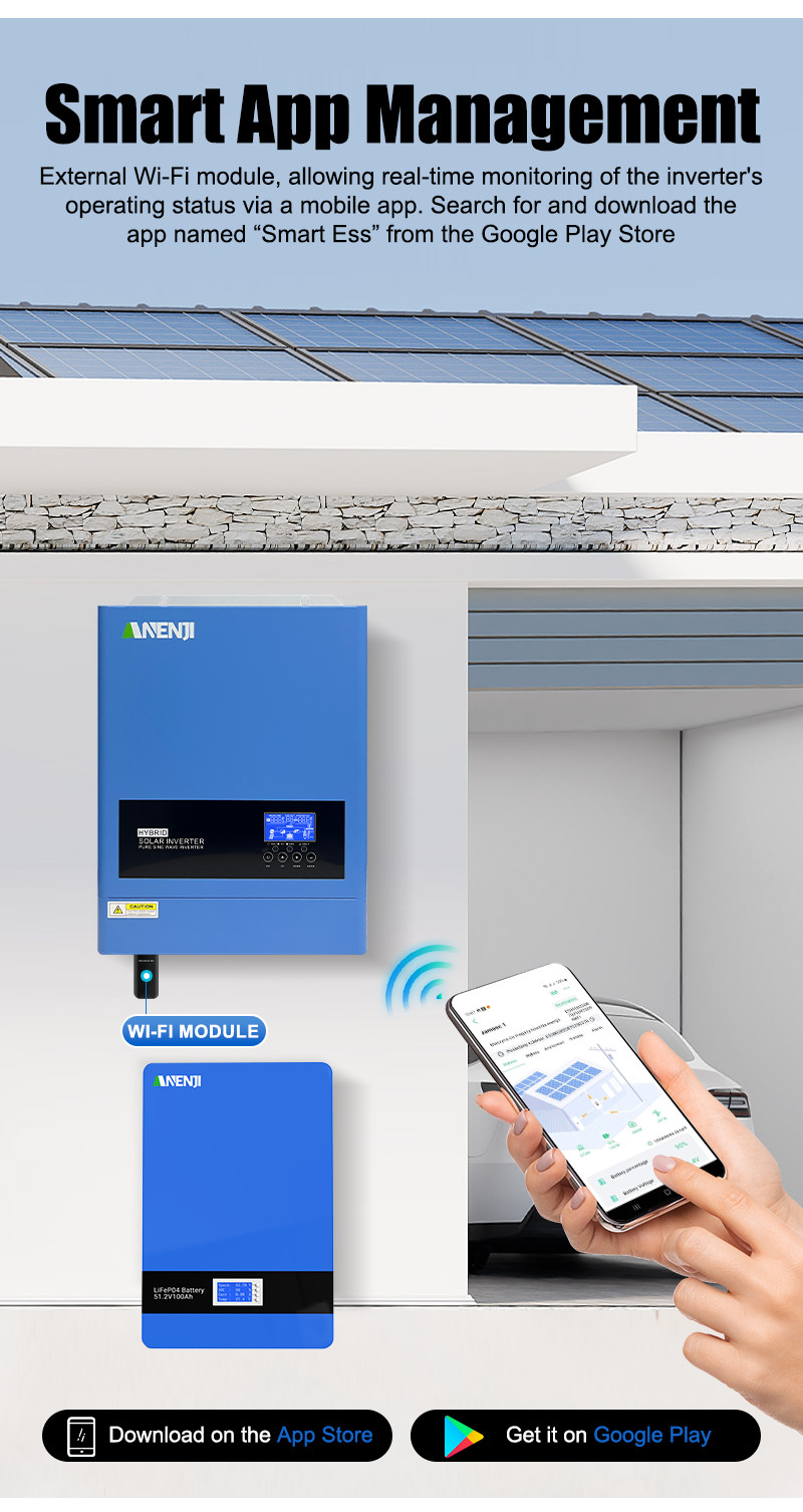6.2KW 48V Solar Inverter Hybrid WIFI+16KWh 51.2V 314Ah LiFePO4 Lithium Battery