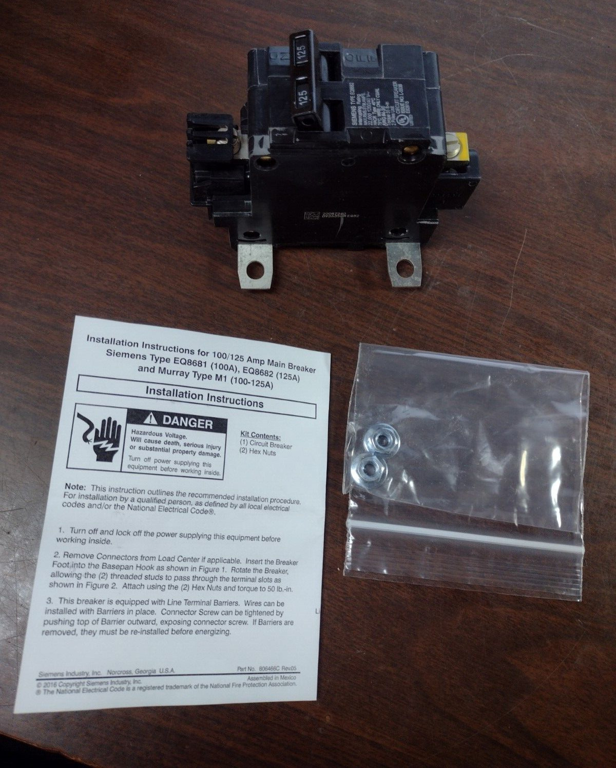 SIEMENS MBK125A MAIN CIRCUIT BREAKER 125 AMP 120/240 VAC 2-POLE NEW IN BOX