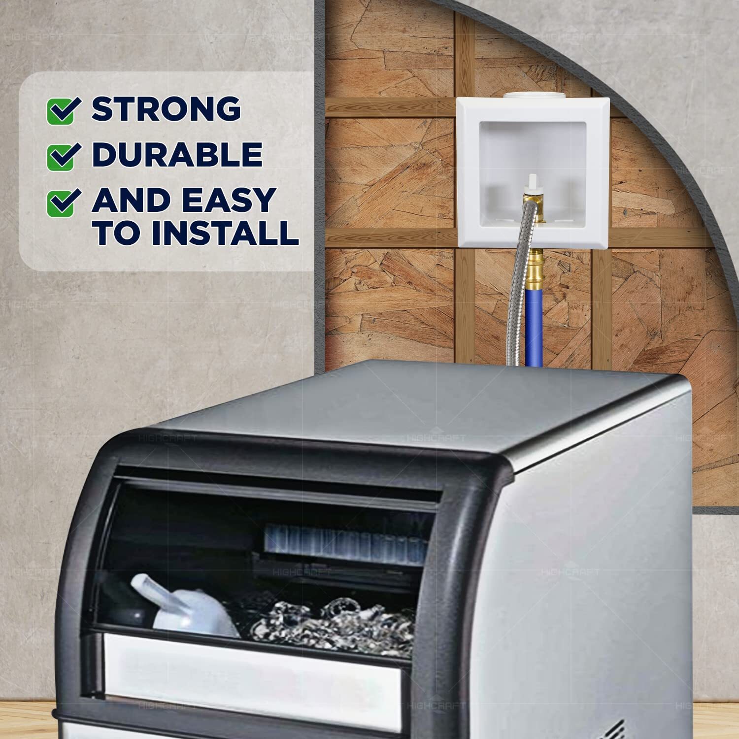 Icemaker Outlet Box with Valves 1/2”in MIP/Sweat Connection White ABS (Single)