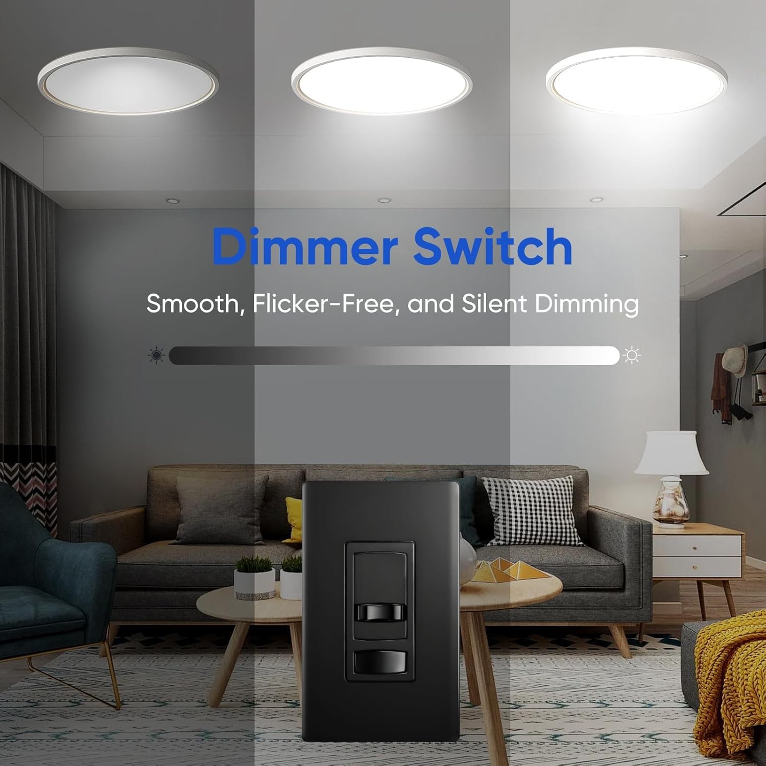 Dimmer Light Switch, for 300W Dimmable LED/CFL Lights and 600W Incandescent/H