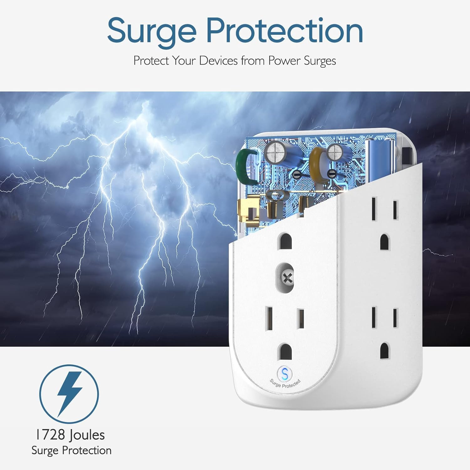 2 Prong Surge Protector Power Strip,2 Prong to 3 Prong Grounding Outlet Adapter,
