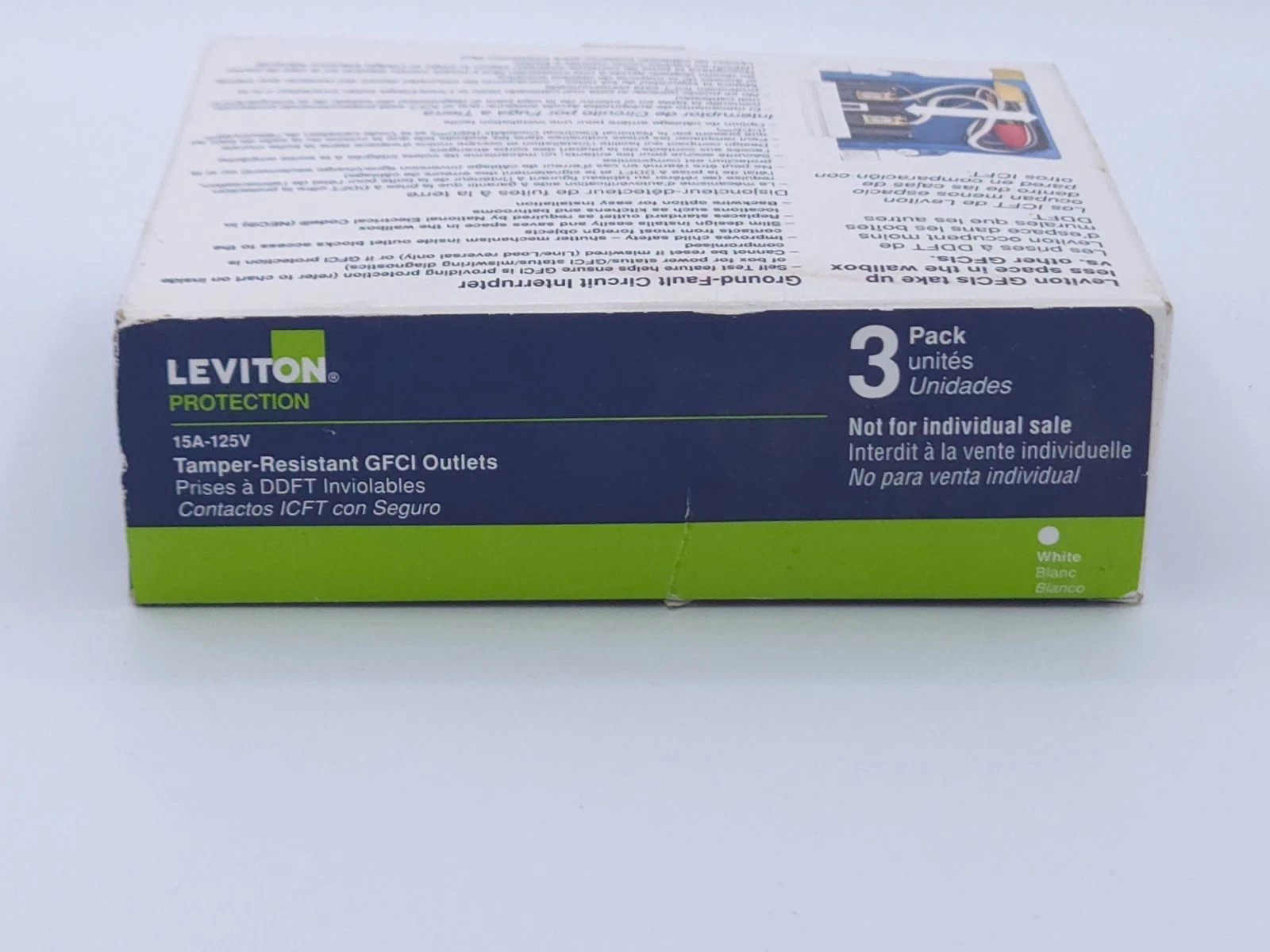 Leviton GFTR1-3W White 15A 125V Thermoplastic Tamper Resistant GFCI Receptacle