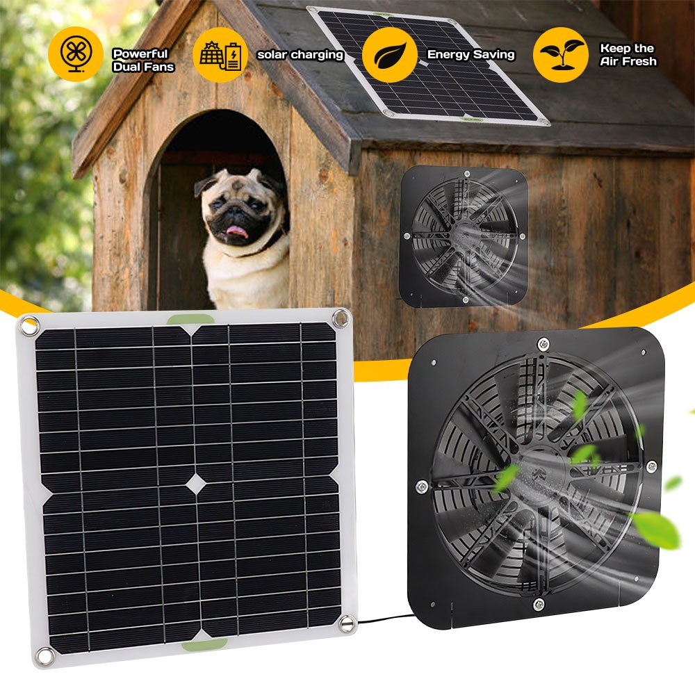 100W Solar Powered Exhaust Fan IP68 Waterproof Ventilation Kit for Chicken Coop