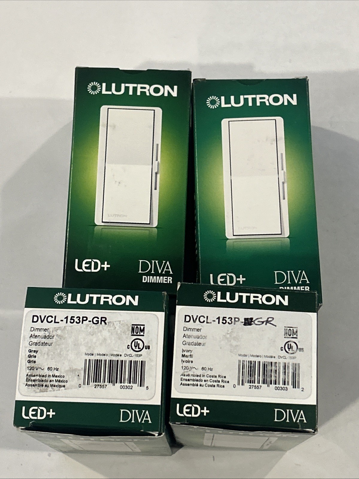 Lot Of 4 Pieces Lutron Diva LED Dimmer Switches with Slide DVCL-153P-GR Gray