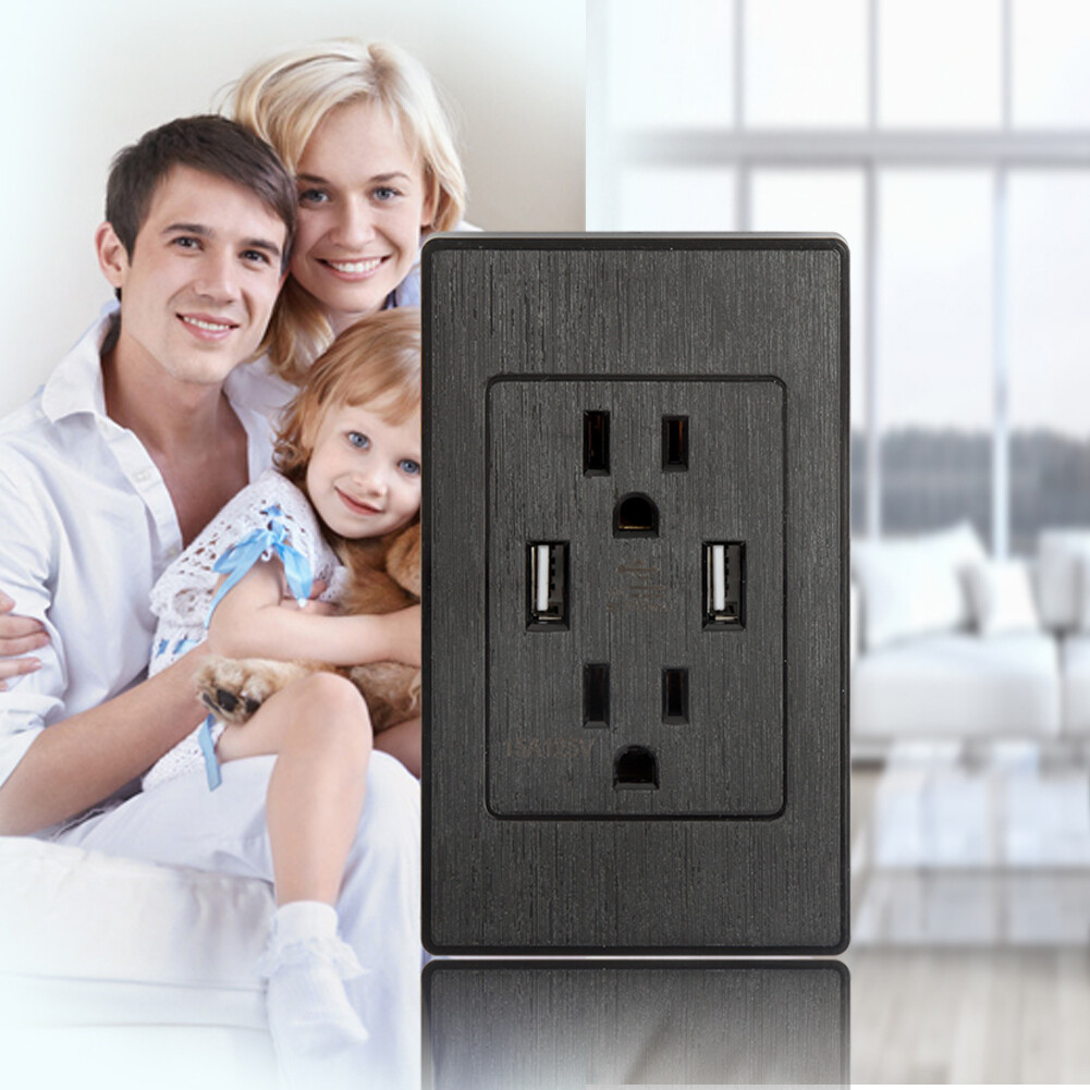 Lot USB Wall Outlet Dual 2.1A USB Wall Charger High Speed Duplex Wall Socket US