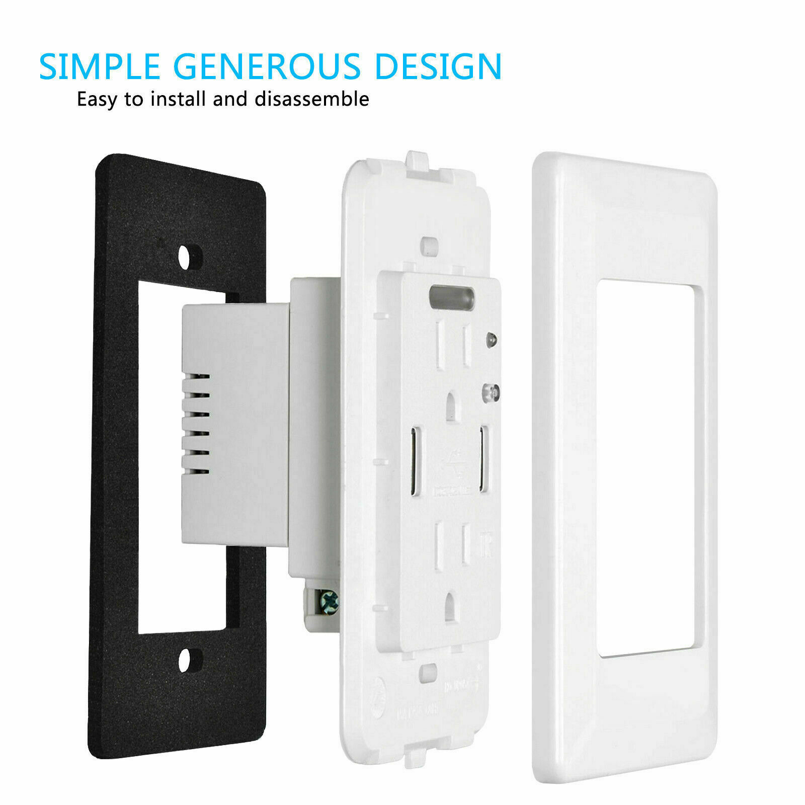 4× 4.2a High Speed Wall Dual USB Outlet Charger Receptacle 15a W/ LED Nightlight