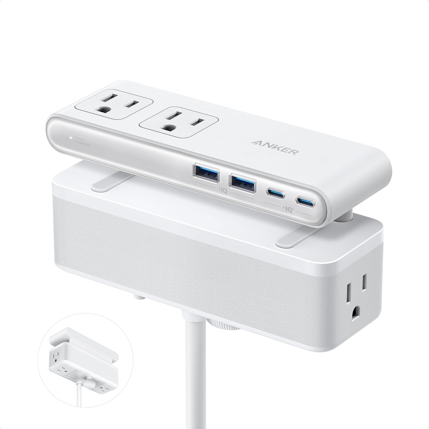 Anker Nano Power Strip, Desk Clamp with 1500J Surge Protector, 5Ft Extension Cor
