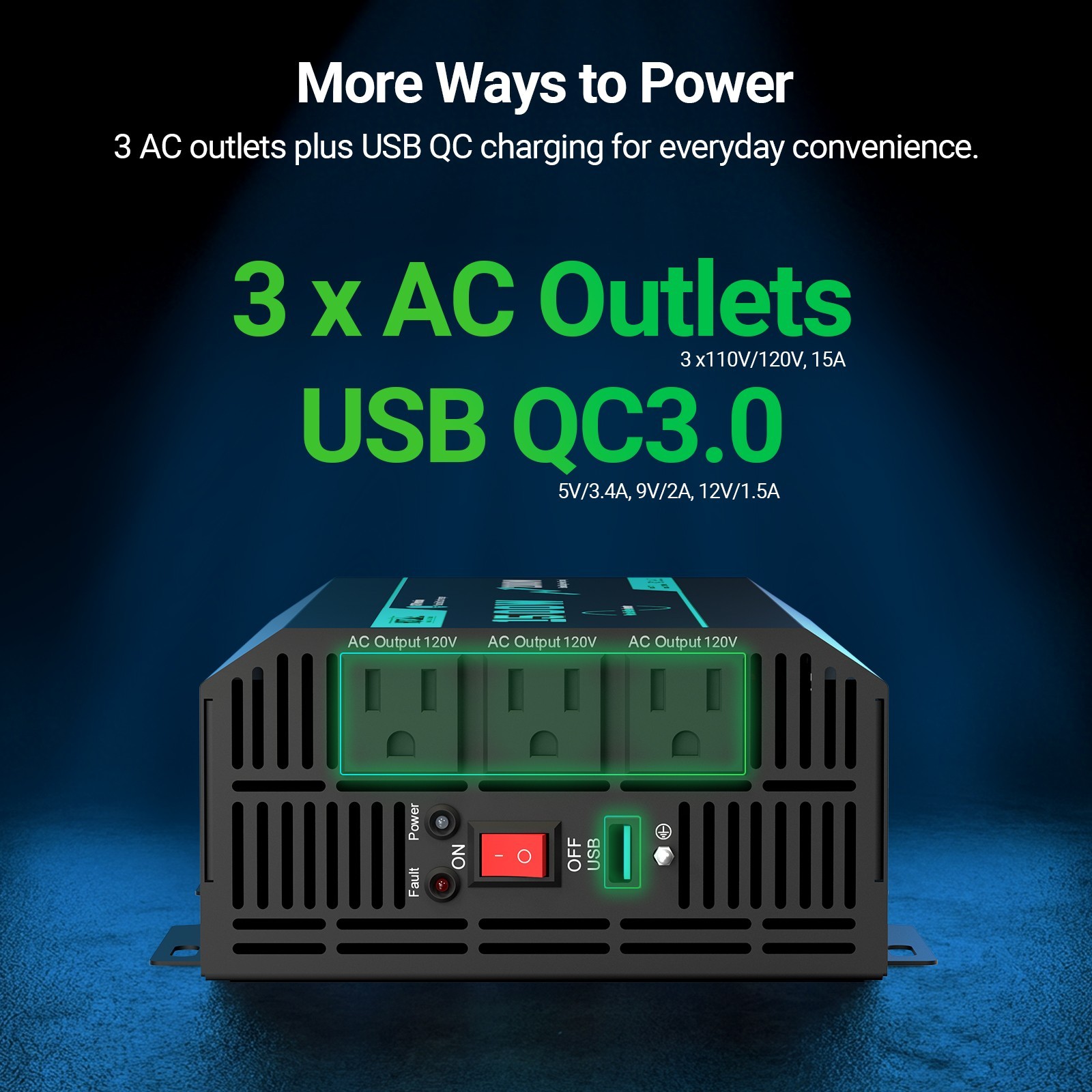 HQST 1500W Pure Sine Wave Inverter with 5s Boost Function