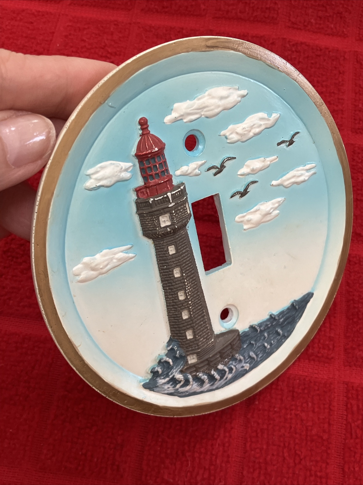 CERAMIC “LIGHTHOUSE” CIRCULAR SHAPED SWITCH PLATE COVER