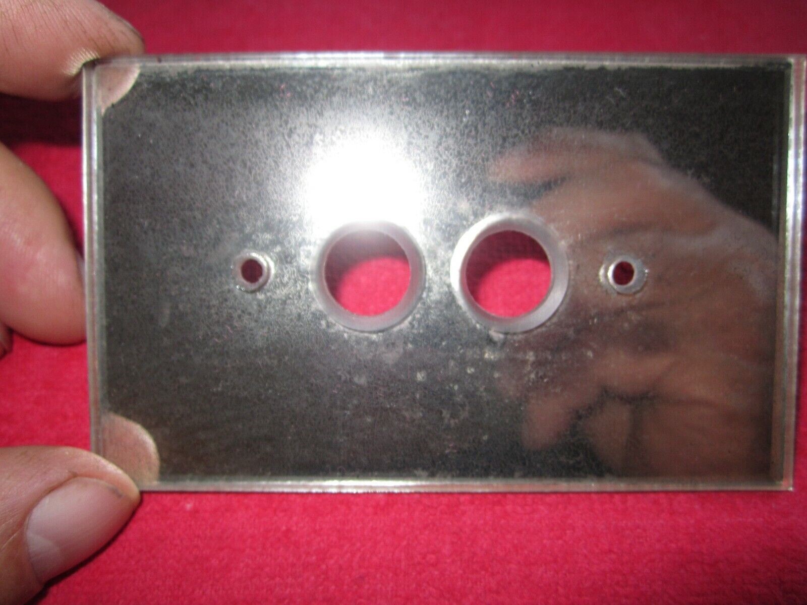 NOS ANTIQUE VINTAGE MONOWATT PUSH BUTTON MIRROR WALL PLATE SWITCH OUTLET COVER